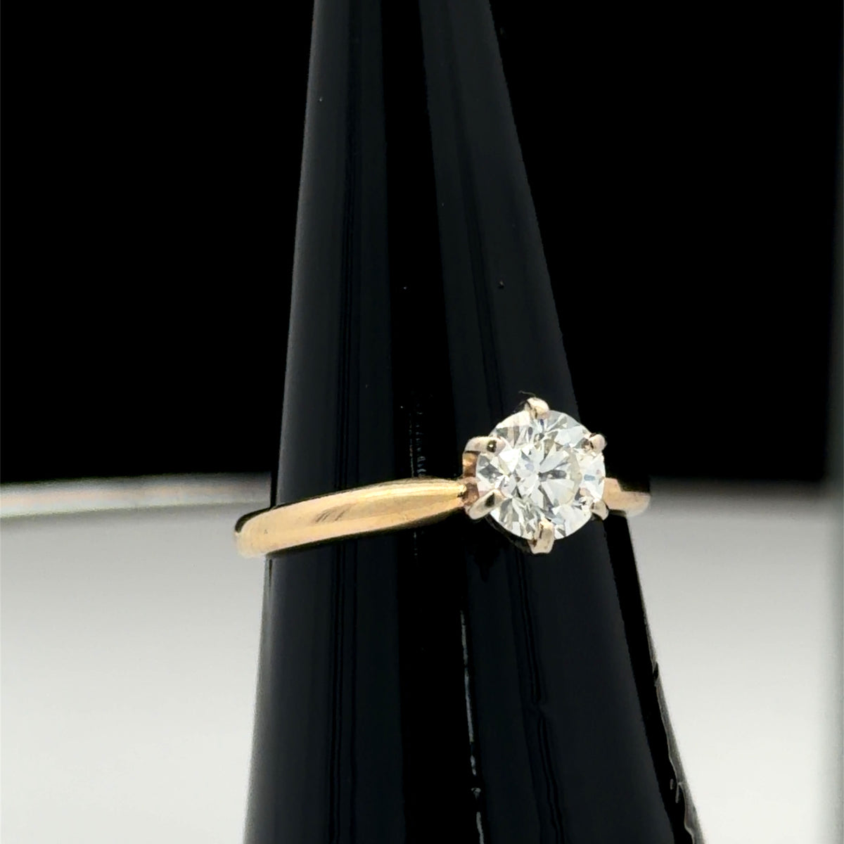 14K Yellow Gold 0.74ct Diamond Solitaire Engagement Ring Classic Size 6.75