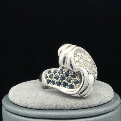 18K White Gold Diamond & Sapphire Ring, 0.21 CTW, Size 5.5 US, Elegant