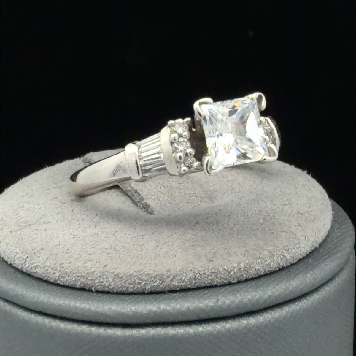 Platinum Engagement Ring Setting w/ Side Diamonds