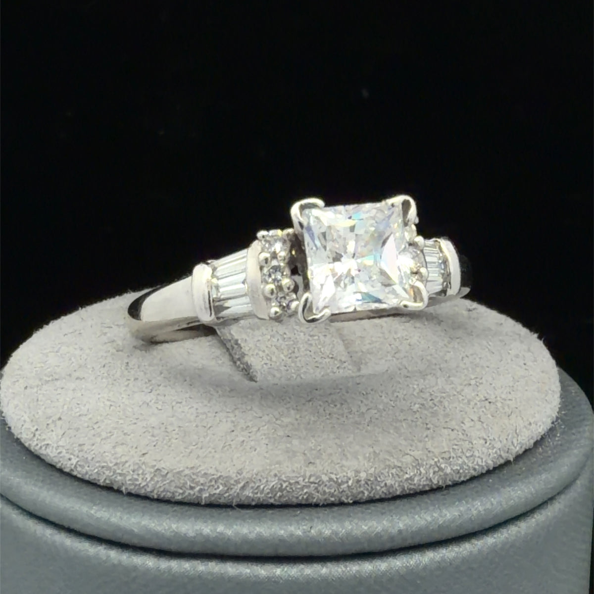 Platinum Engagement Ring Setting w/ Side Diamonds