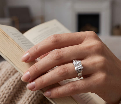 Platinum Engagement Ring Setting w/ Side Diamonds