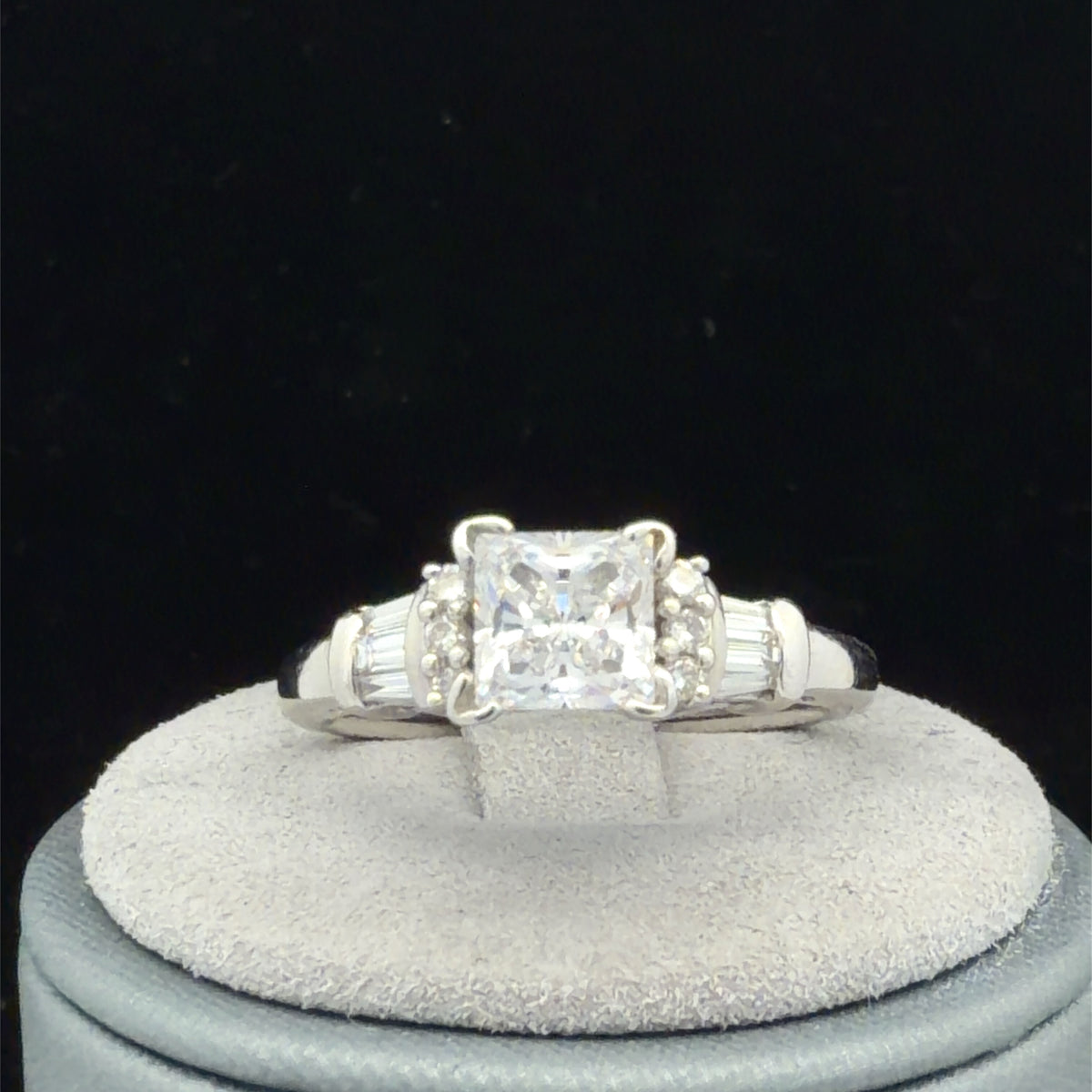 Platinum Engagement Ring Setting w/ Side Diamonds