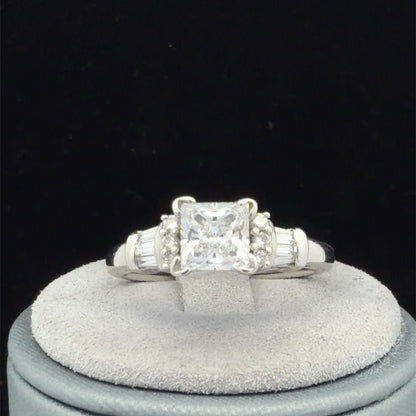 Platinum Engagement Ring Setting w/ Side Diamonds
