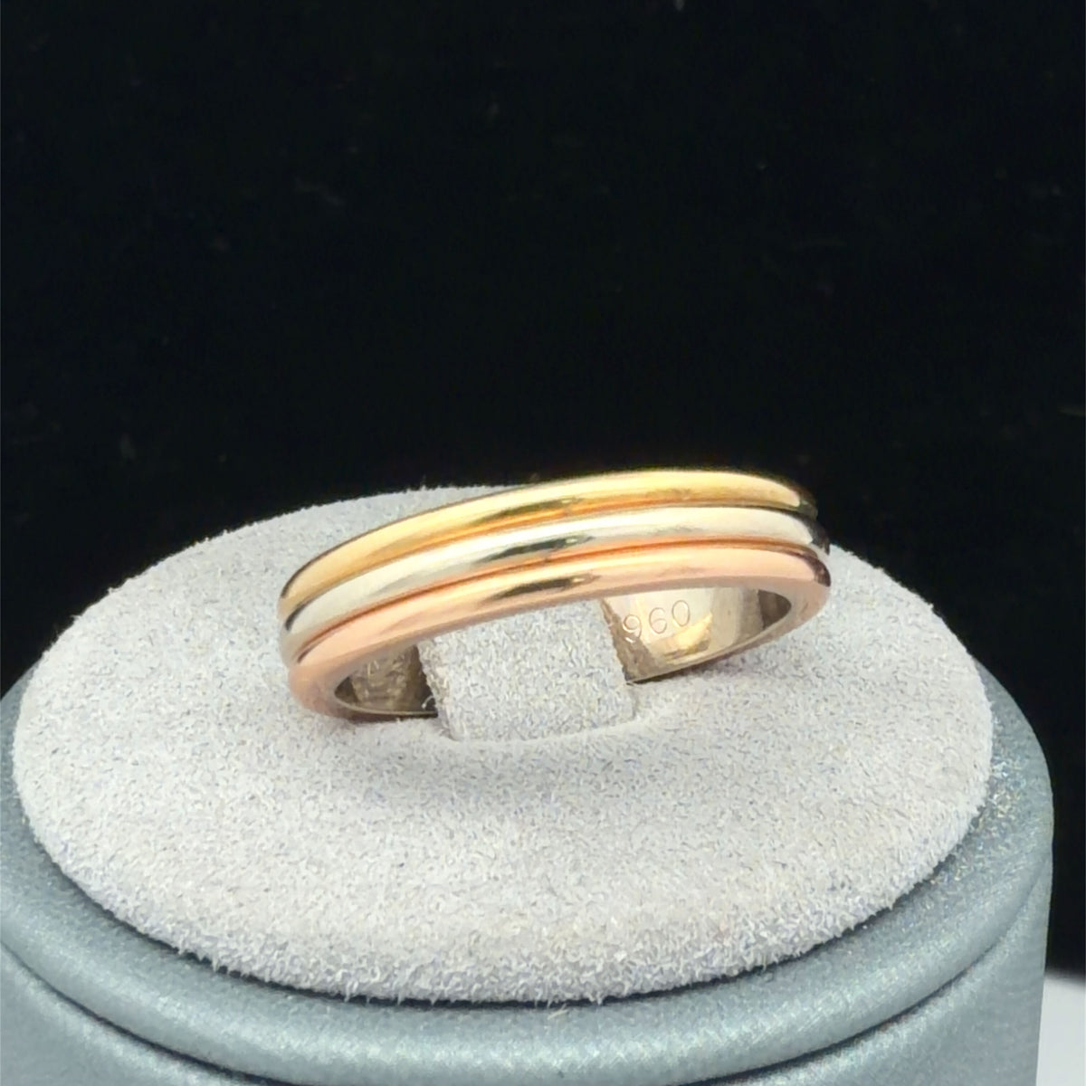 Cartier Vintage Vendome Louis Wedding Band, Tri-Color Gold 3.5mm, Size 4.75