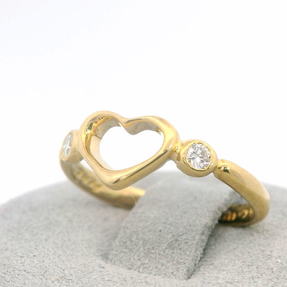 Tiffany & Co. 18K Yellow Gold Vintage Peretti Diamond Open Heart Ring