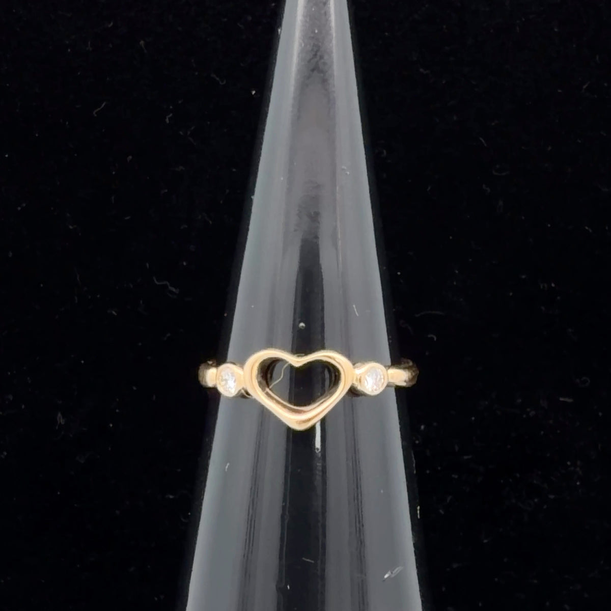 Tiffany & Co. 18K Yellow Gold Vintage Peretti Diamond Open Heart Ring