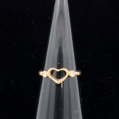 Tiffany & Co. 18K Yellow Gold Vintage Peretti Diamond Open Heart Ring