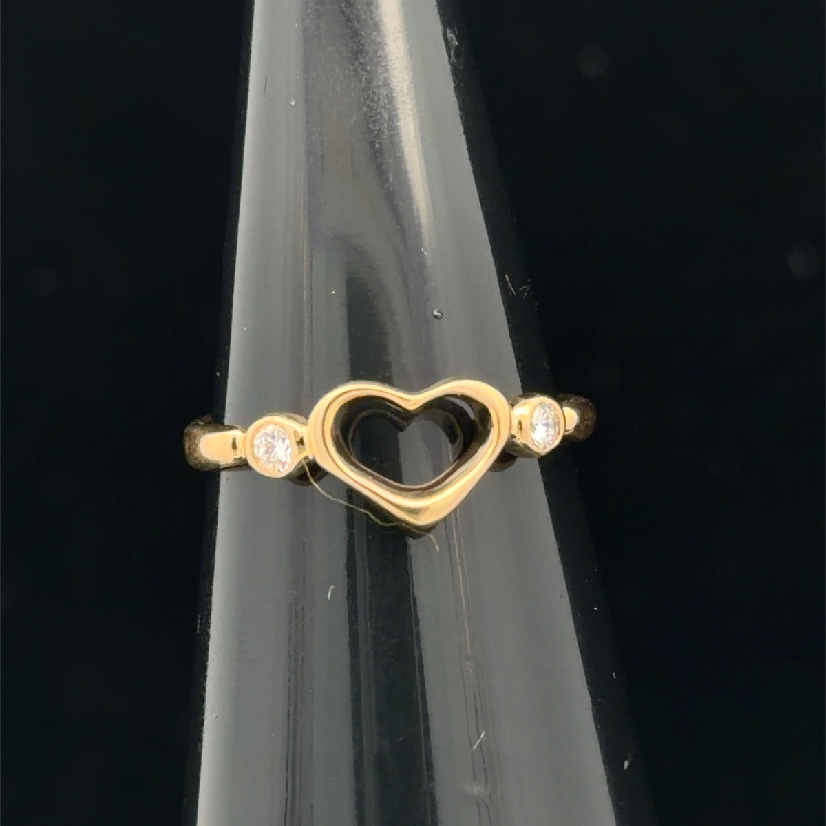 Tiffany & Co. 18K Yellow Gold Vintage Peretti Diamond Open Heart Ring