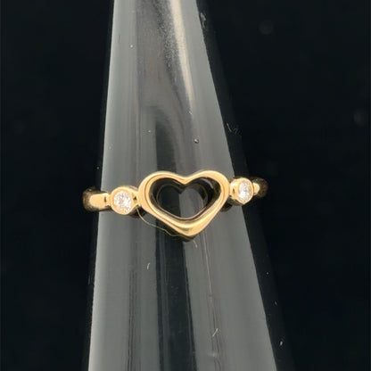 Tiffany & Co. 18K Yellow Gold Vintage Peretti Diamond Open Heart Ring