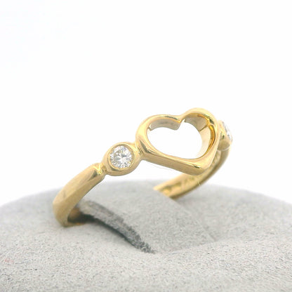 Tiffany & Co. 18K Yellow Gold Vintage Peretti Diamond Open Heart Ring