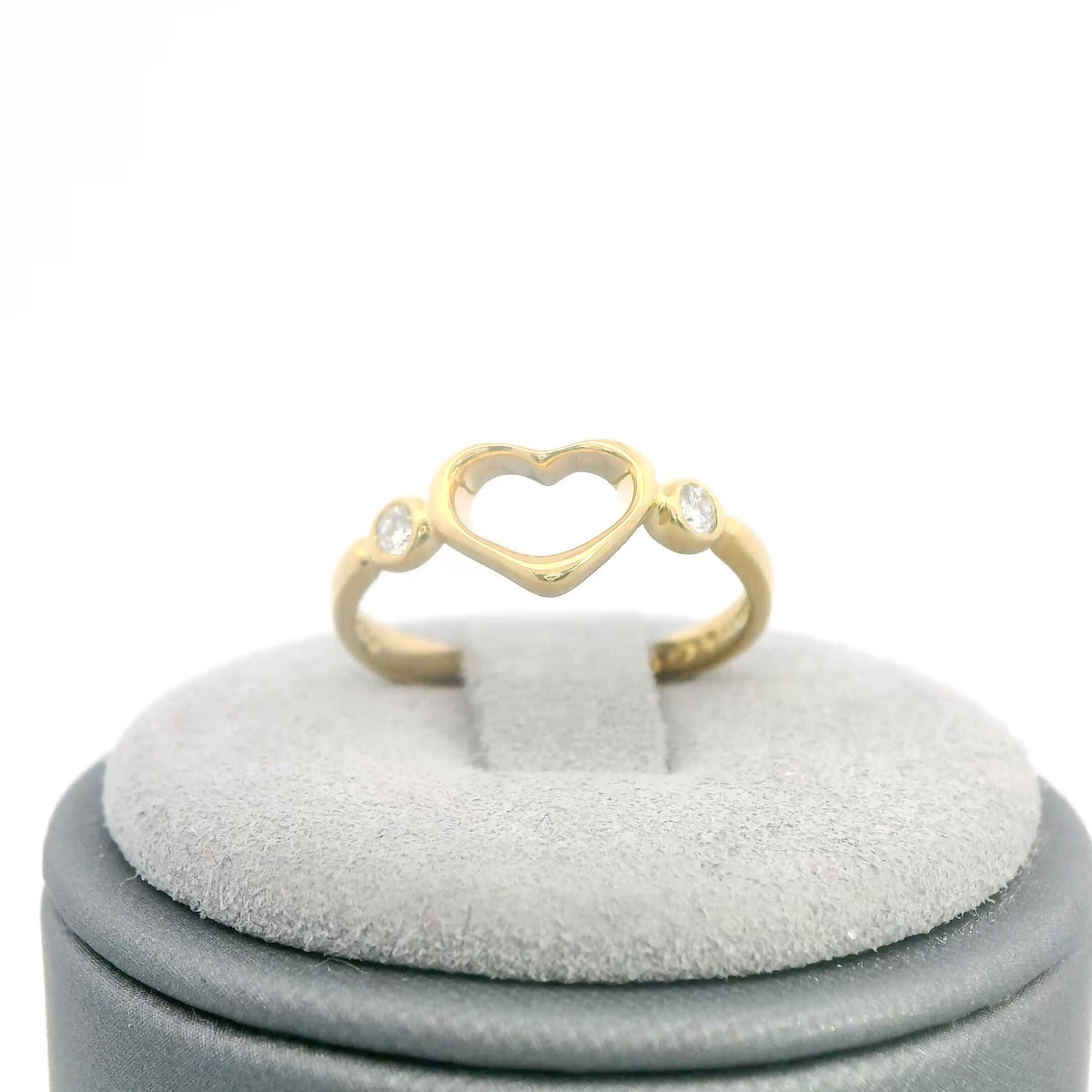 Tiffany & Co. 18K Yellow Gold Vintage Peretti Diamond Open Heart Ring