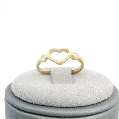 Tiffany & Co. 18K Yellow Gold Vintage Peretti Diamond Open Heart Ring