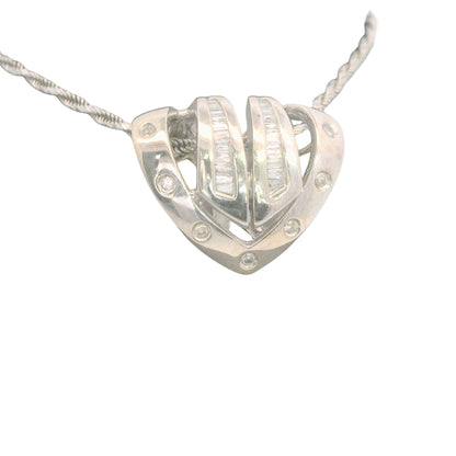Vintage William Lam & Co. Pendant on Rope Chain 14K White Gold 0.10 ct Diamond