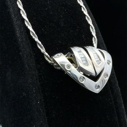 Vintage William Lam & Co. Pendant on Rope Chain 14K White Gold 0.10 ct Diamond