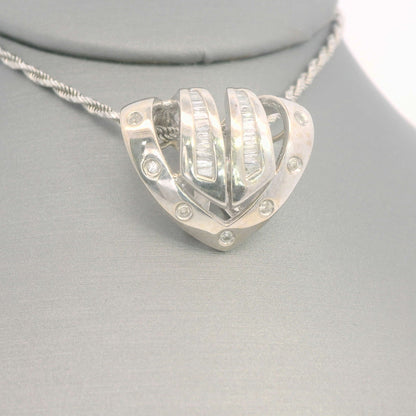 Vintage William Lam & Co. Pendant on Rope Chain 14K White Gold 0.10 ct Diamond