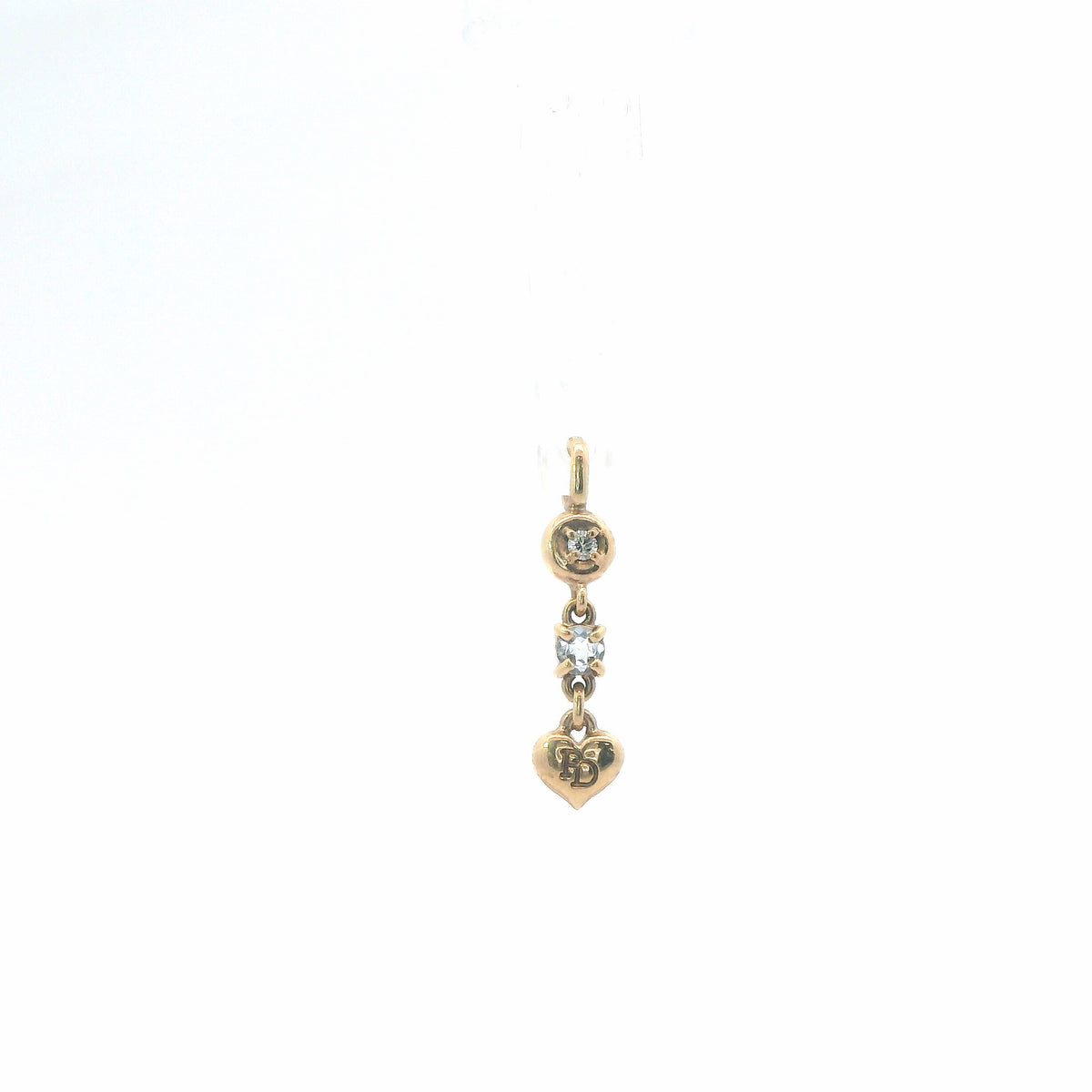 14K Yellow Gold Multi Stone Pendant / Charm Diamond & Aquamarine 0.01 CTW