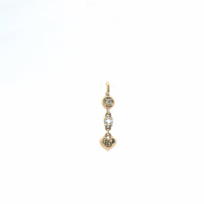14K Yellow Gold Multi Stone Pendant / Charm Diamond & Aquamarine 0.01 CTW