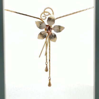 10K Yellow Gold Floral Bolo Necklace