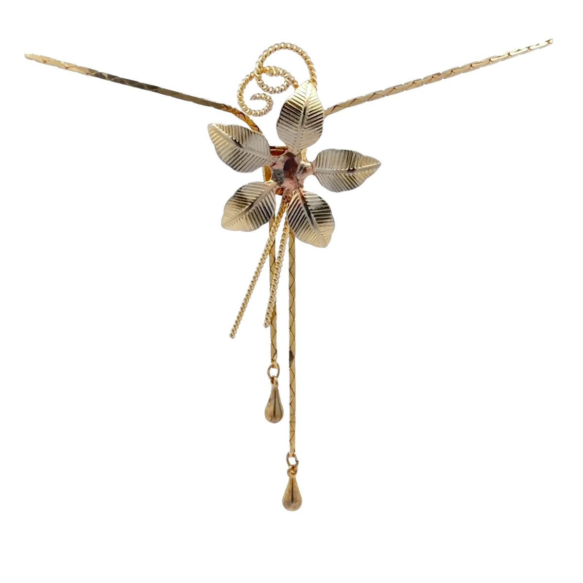 10K Yellow Gold Floral Bolo Necklace