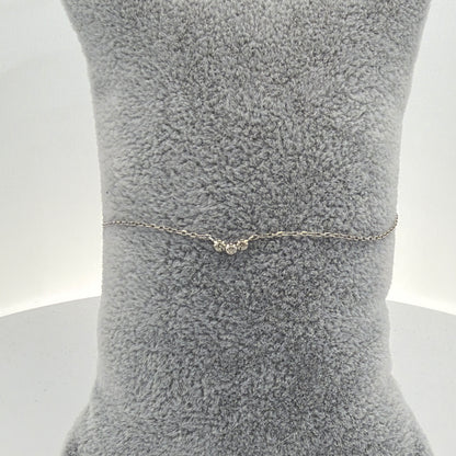10K White Gold Diamond Station Bracelet 0.02 CTW, 7 in, Dainty Stackable