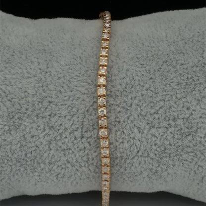 14K Rose Gold Diamond Tennis Bracelet 2.01 CTW, Round Prong-Set, 6.75 Inches