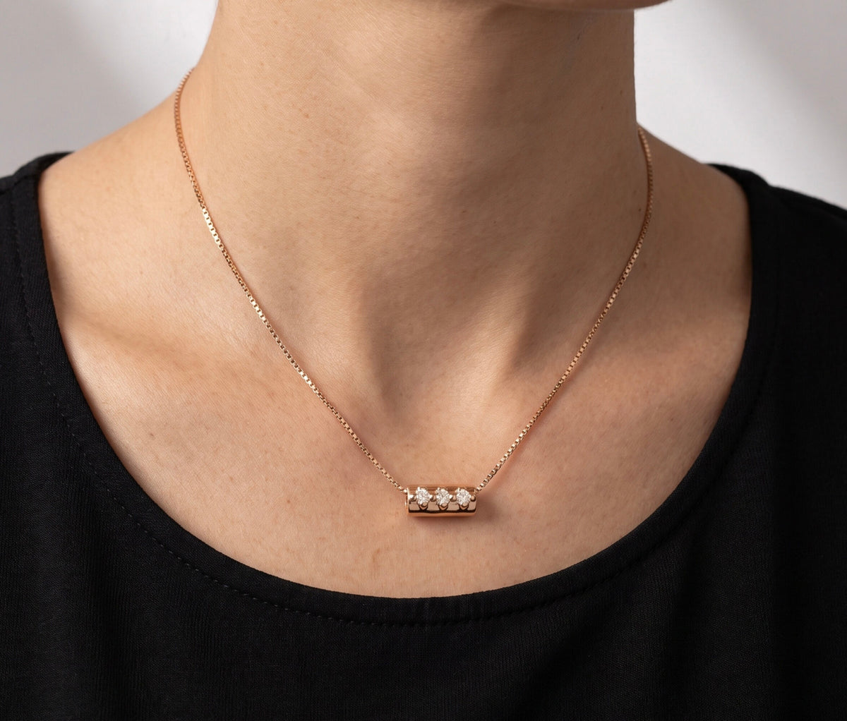 18K Rose Gold Lab Grown Diamond Solitaire Pendant Necklace 0.04 ct Lab Grown Diamond