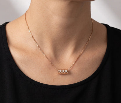 18K Rose Gold Lab Grown Diamond Solitaire Pendant Necklace 0.04 ct Lab Grown Diamond