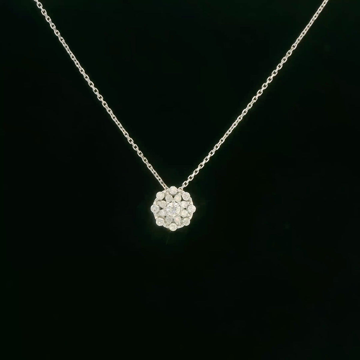 18K White Gold Diamond Pendant Necklace 0.10 CT Diamond