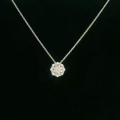 18K White Gold Diamond Pendant Necklace 0.10 CT Diamond