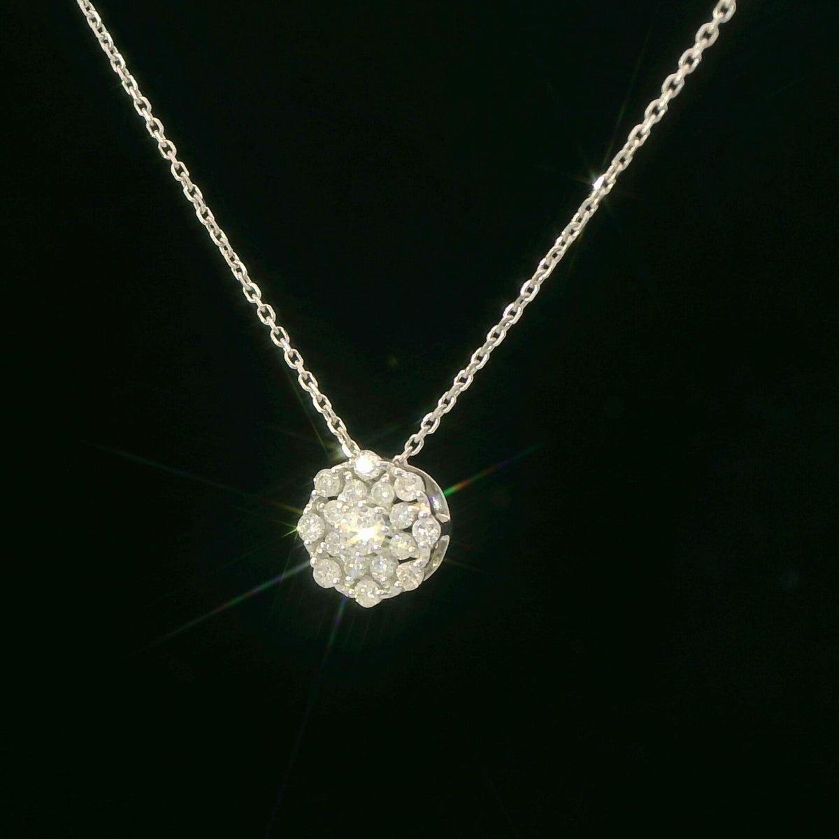 18K White Gold Diamond Pendant Necklace 0.10 CT Diamond