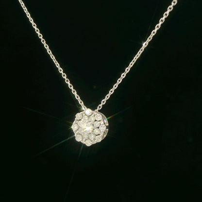 18K White Gold Diamond Pendant Necklace 0.10 CT Diamond
