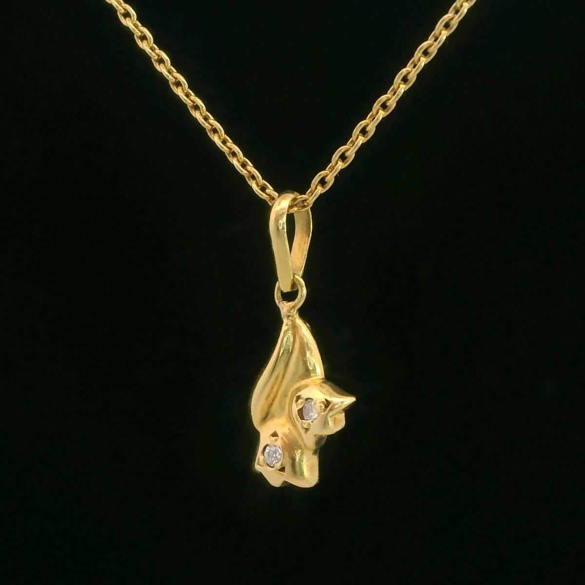 Dior 18K Yellow Gold Vintage Diamond Flower Pendant Necklace 0.02 Ct Diamond