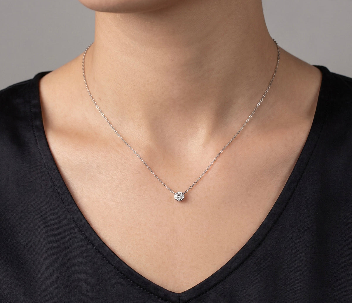 10K White Gold Diamond Pendant Necklace 0.04 CTW Diamond