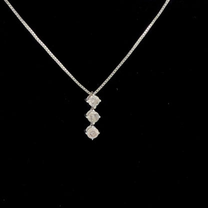 14K White Gold Pendant Necklace  0.30 CTW Round Brilliant Natural Diamond