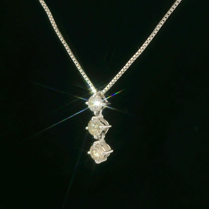 14K White Gold Pendant Necklace  0.30 CTW Round Brilliant Natural Diamond