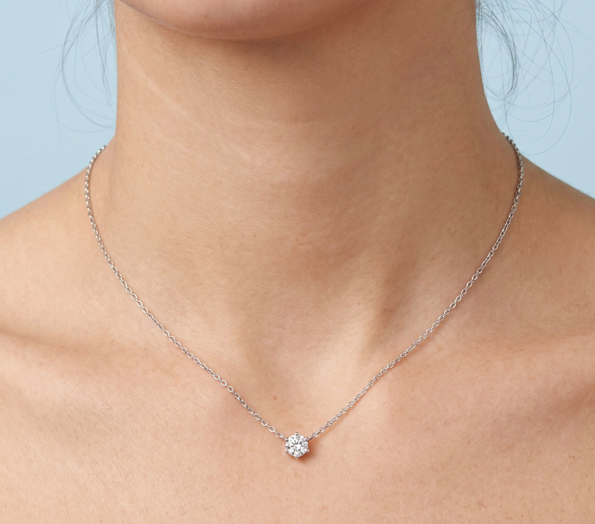 Platinum Diamond Pendant Necklace 0.11 CTW Dainty Minimalist Classic Mini