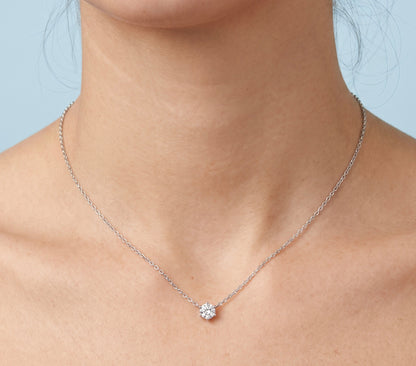 Platinum Diamond Pendant Necklace 0.11 CTW Dainty Minimalist Classic Mini