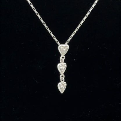 18K White Gold Diamond Drop Pendant Necklace 0.05 CTW Dainty Solitaire