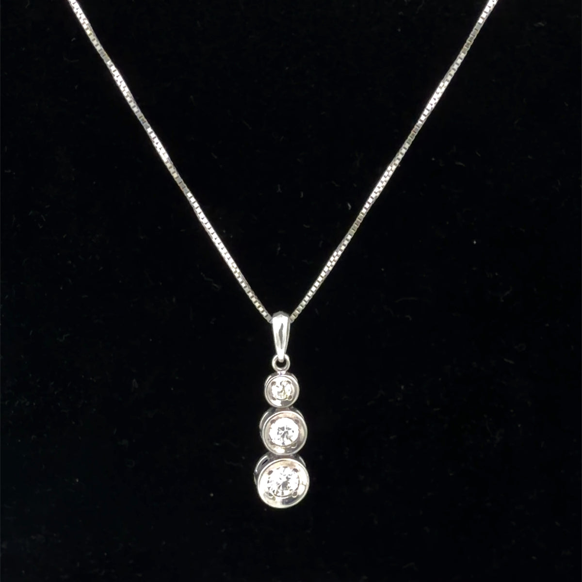 14K White Gold Diamond Drop Pendant Necklace, Dainty 0.30 CTW Fine Jewelry
