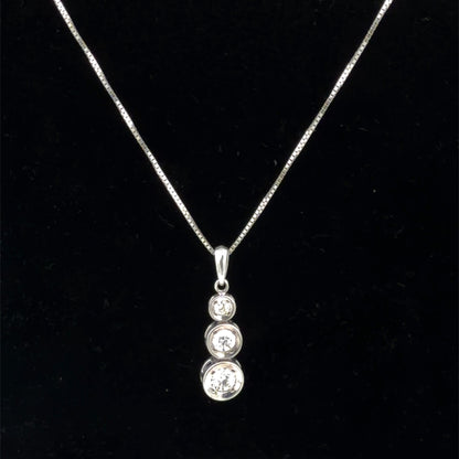 14K White Gold Diamond Drop Pendant Necklace, Dainty 0.30 CTW Fine Jewelry