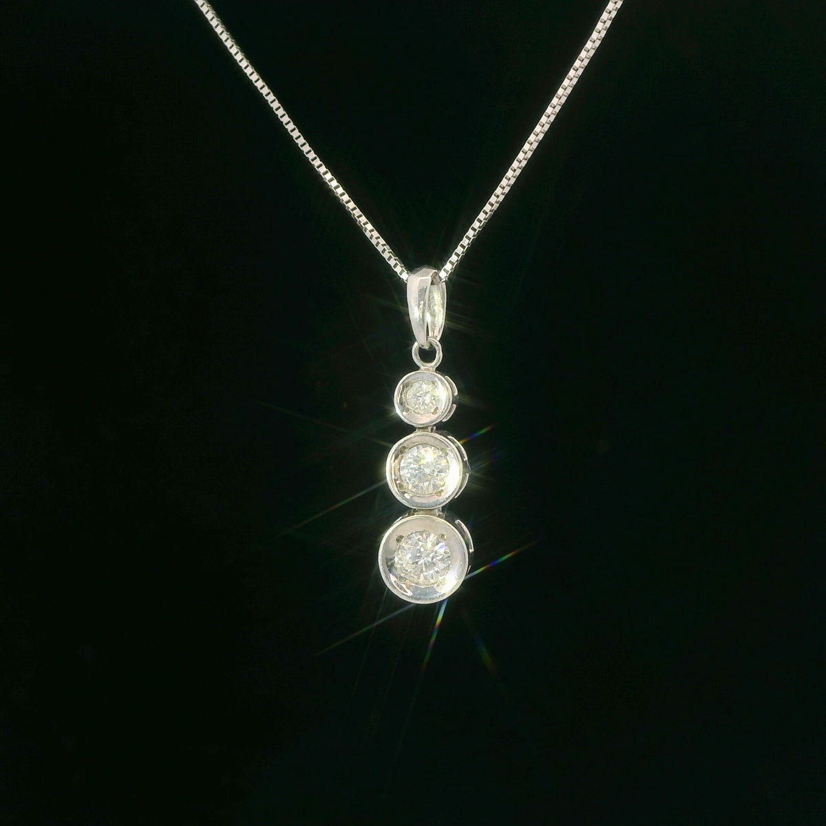 14K White Gold Diamond Drop Pendant Necklace, Dainty 0.30 CTW Fine Jewelry
