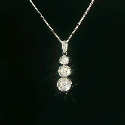 14K White Gold Diamond Drop Pendant Necklace, Dainty 0.30 CTW Fine Jewelry