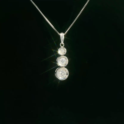 14K White Gold Diamond Drop Pendant Necklace, Dainty 0.30 CTW Fine Jewelry