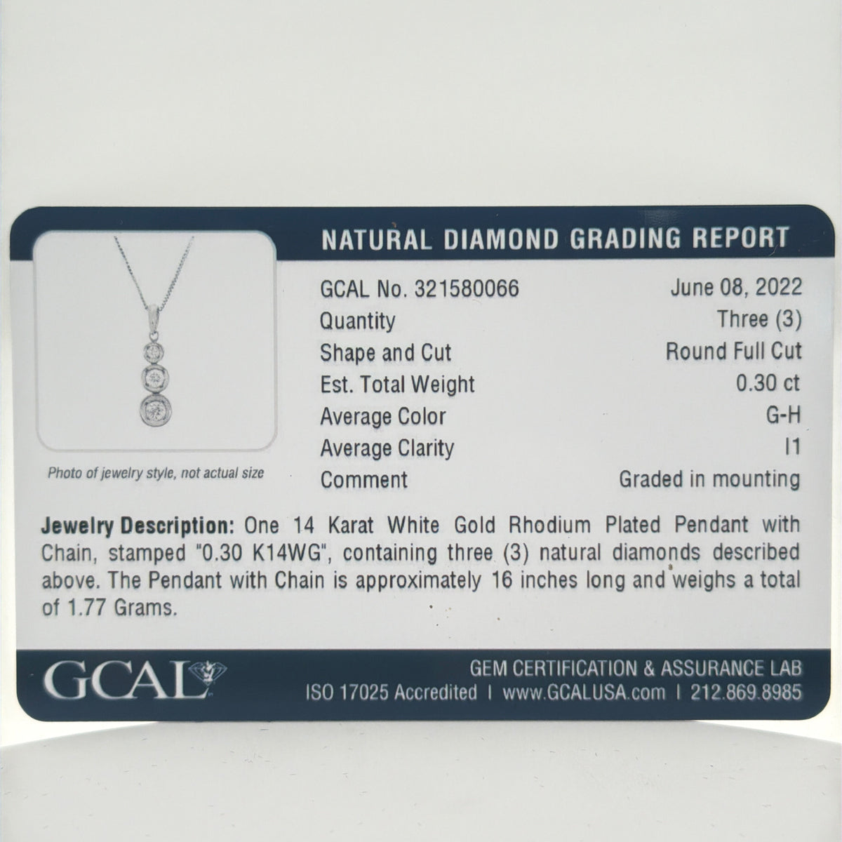 14K White Gold Diamond Drop Pendant Necklace, Dainty 0.30 CTW Fine Jewelry