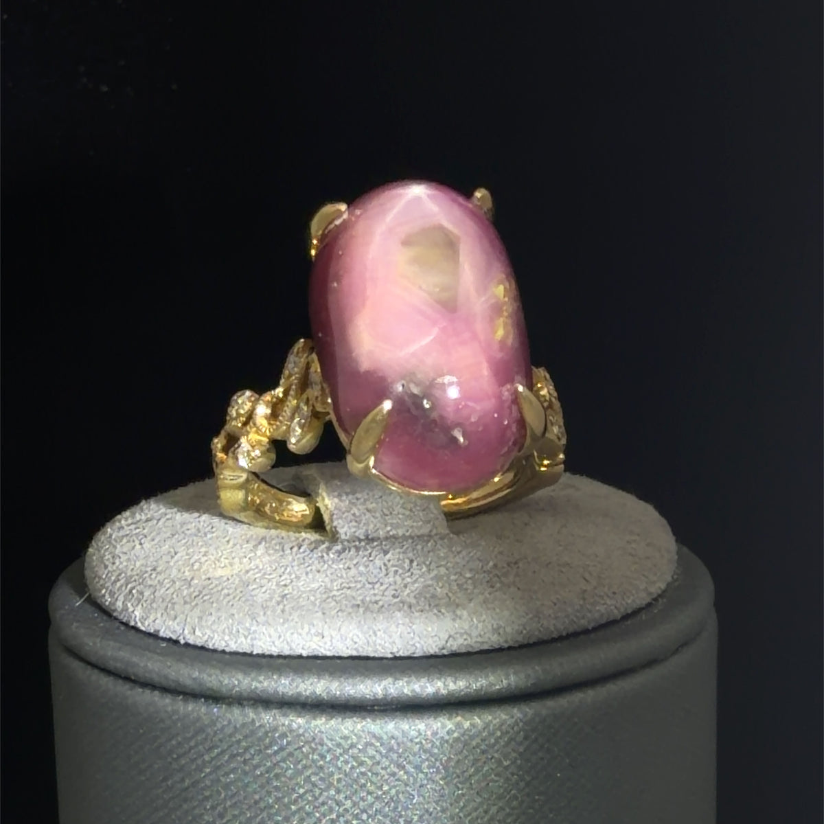14K Yellow Gold Star Ruby And Diamond Cocktail Ring 18.76 CTW Size 6.5