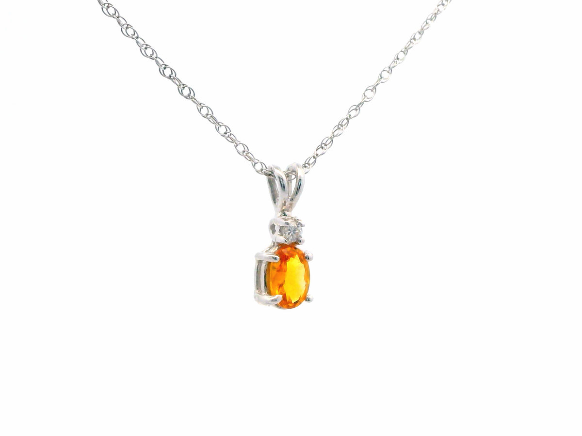 14K White Gold Sapphire And Diamond 1.06 CTW Dainty Pendant Necklace