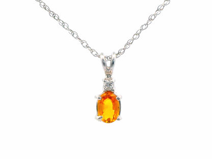 14K White Gold Sapphire And Diamond 1.06 CTW Dainty Pendant Necklace