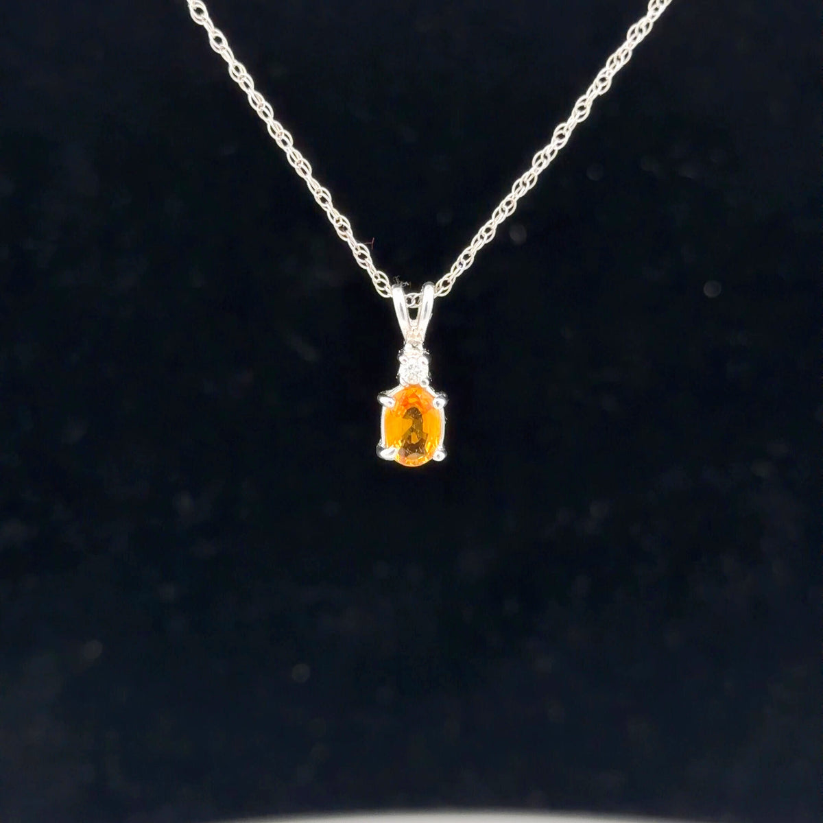 14K White Gold Sapphire And Diamond 1.06 CTW Dainty Pendant Necklace