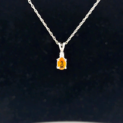 14K White Gold Sapphire And Diamond 1.06 CTW Dainty Pendant Necklace