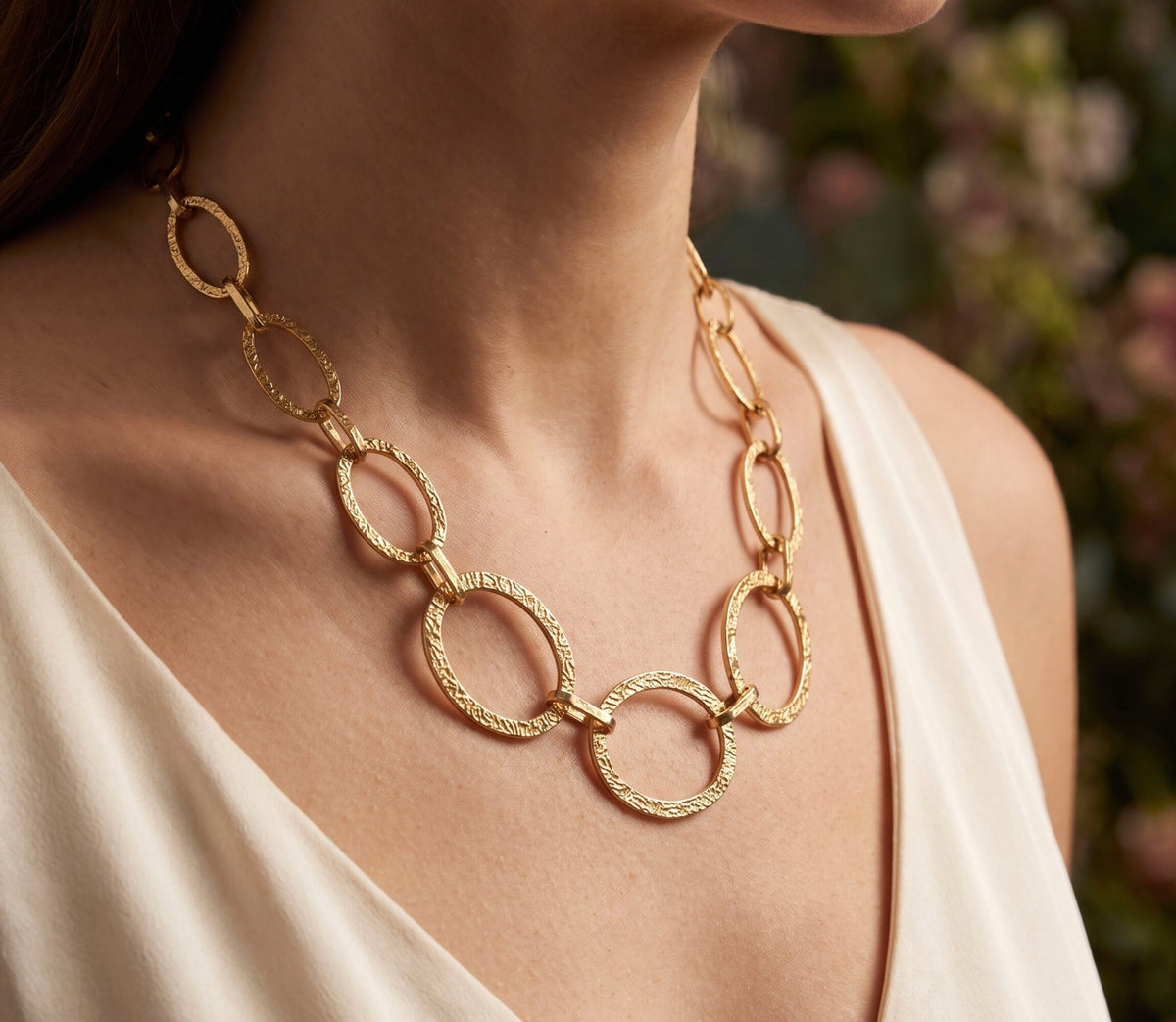 14K Yellow Gold Fancy Link Necklace, 18-Inch Dainty Chain Minimalist Style